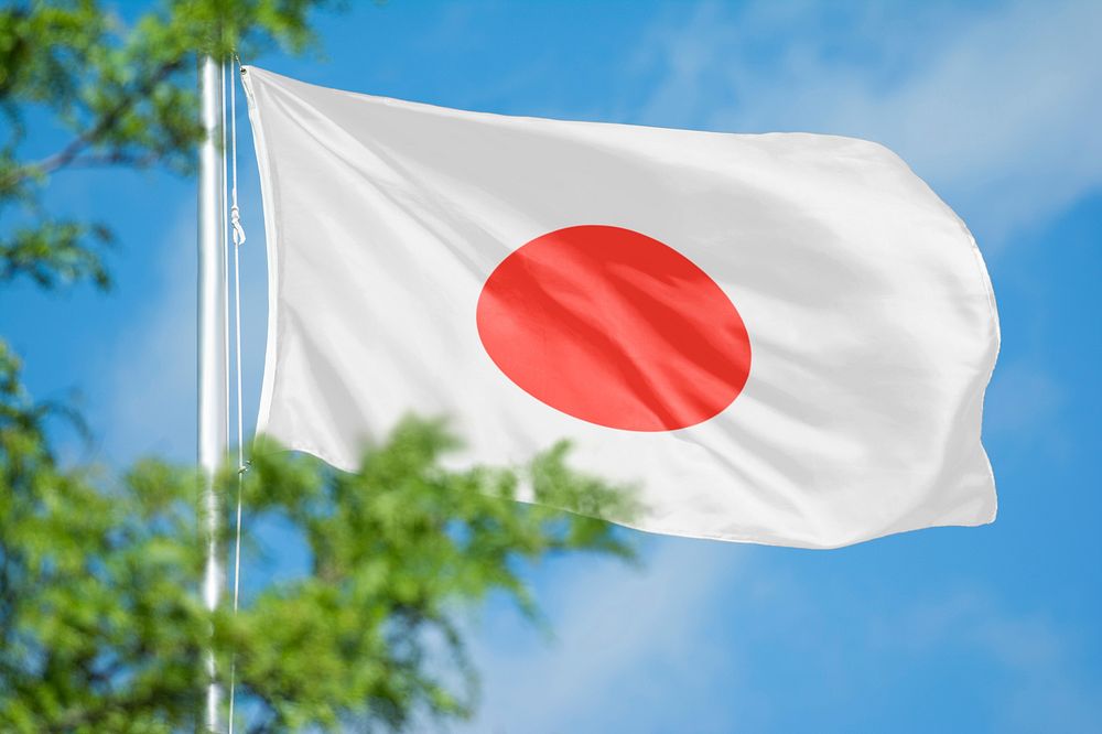 Japan flag, blue sky design