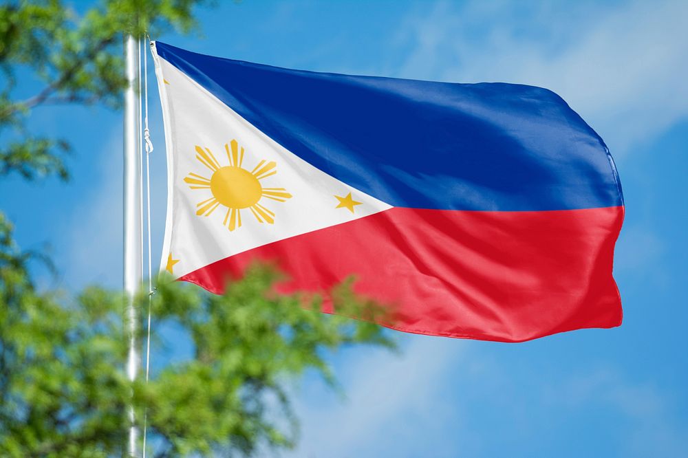 Philippines flag, blue sky design