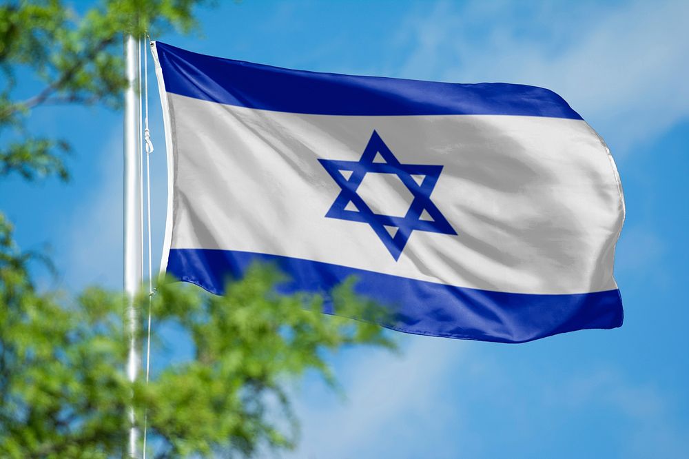 Israel flag, blue sky design