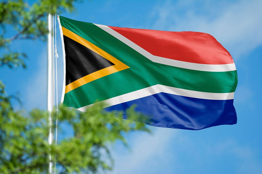South Africa flag, blue sky design