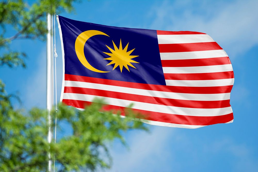 Malaysia flag, blue sky design