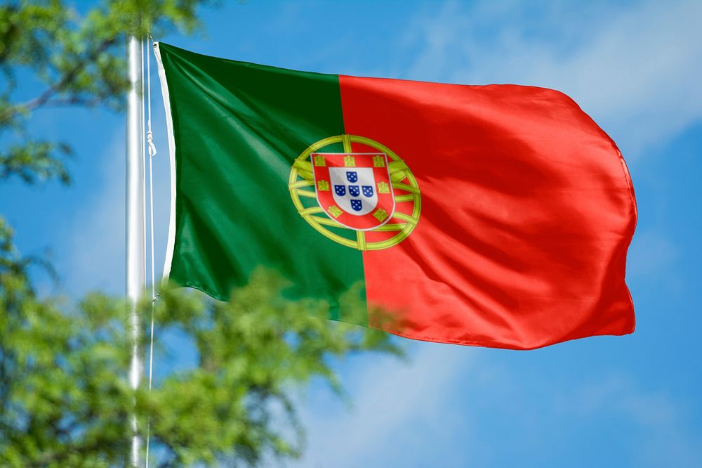 Portugal flag, blue sky design