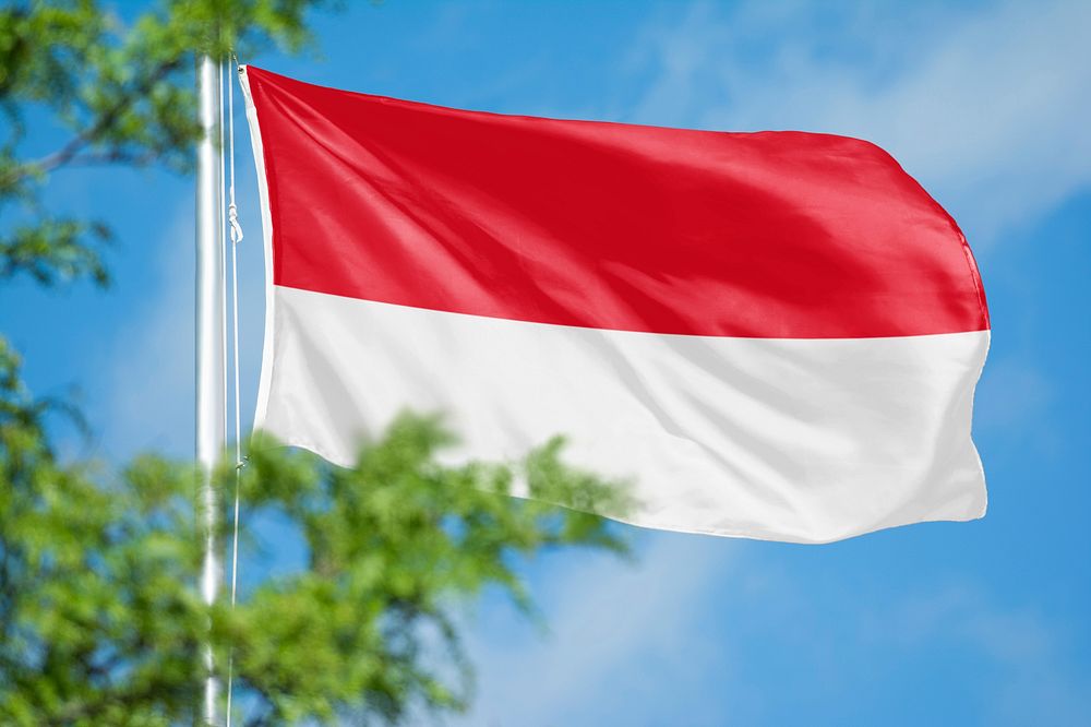 Indonesia flag, blue sky design