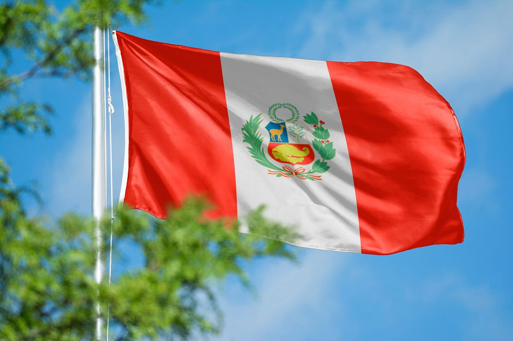 Peru flag, blue sky design