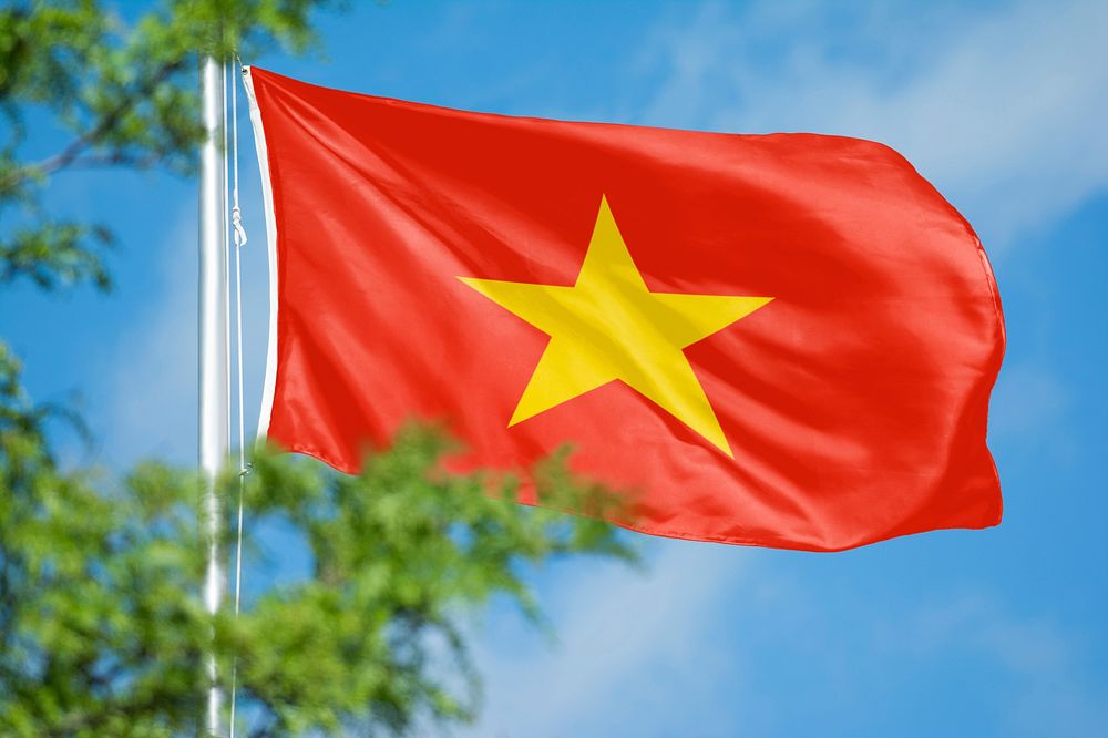 Vietnam flag, blue sky design