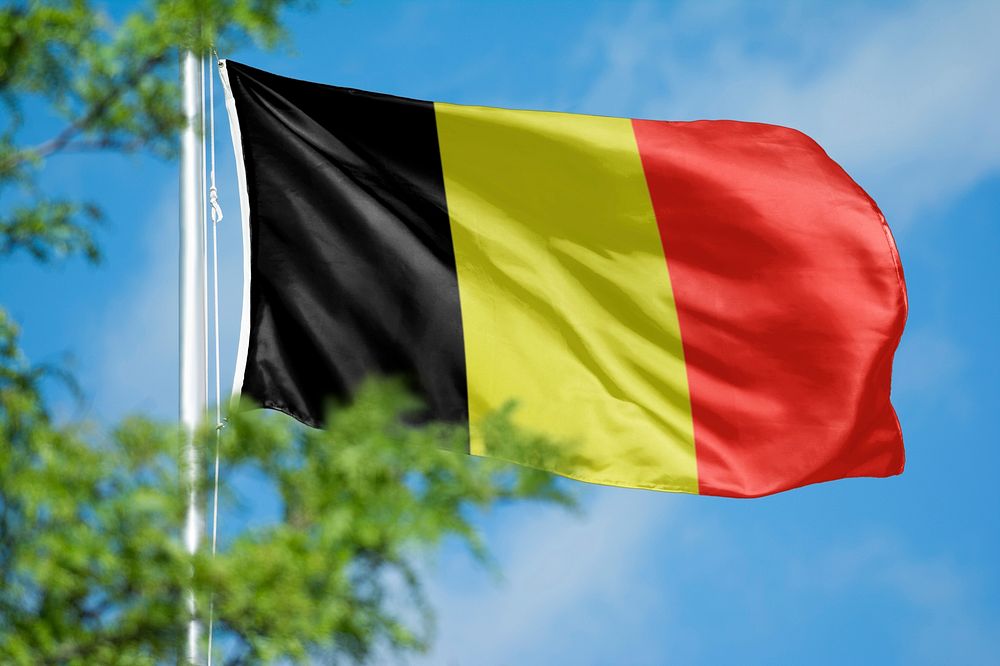 Belgium flag, blue sky design