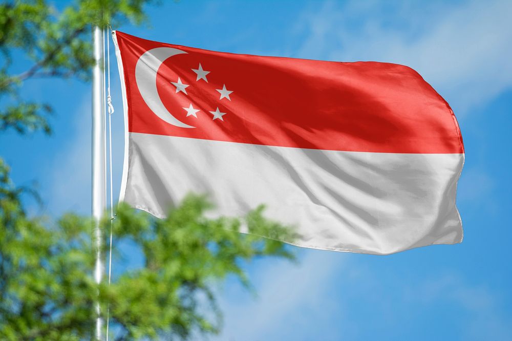 Singapore flag, blue sky design