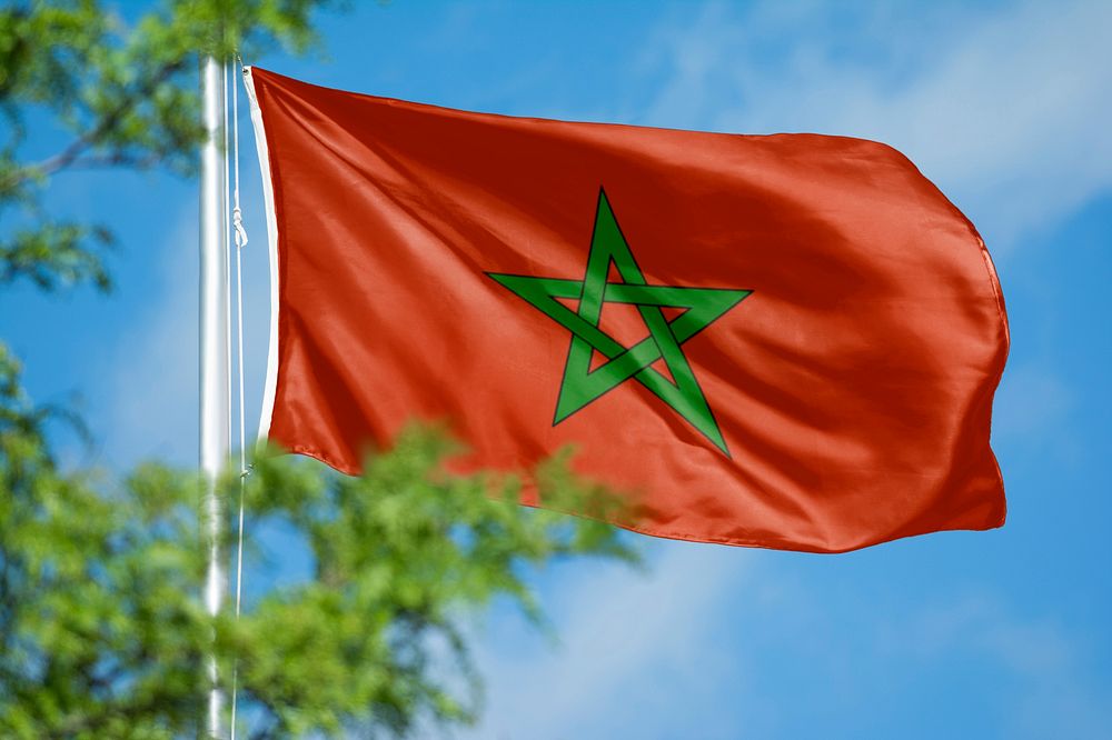 Morocco flag, blue sky design