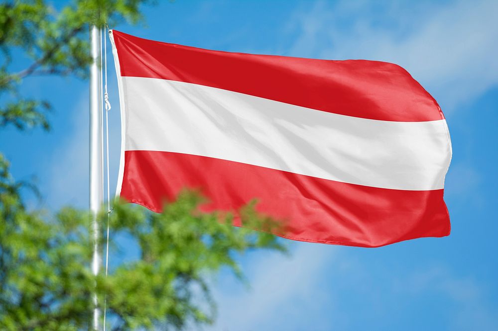 Austria flag, blue sky design