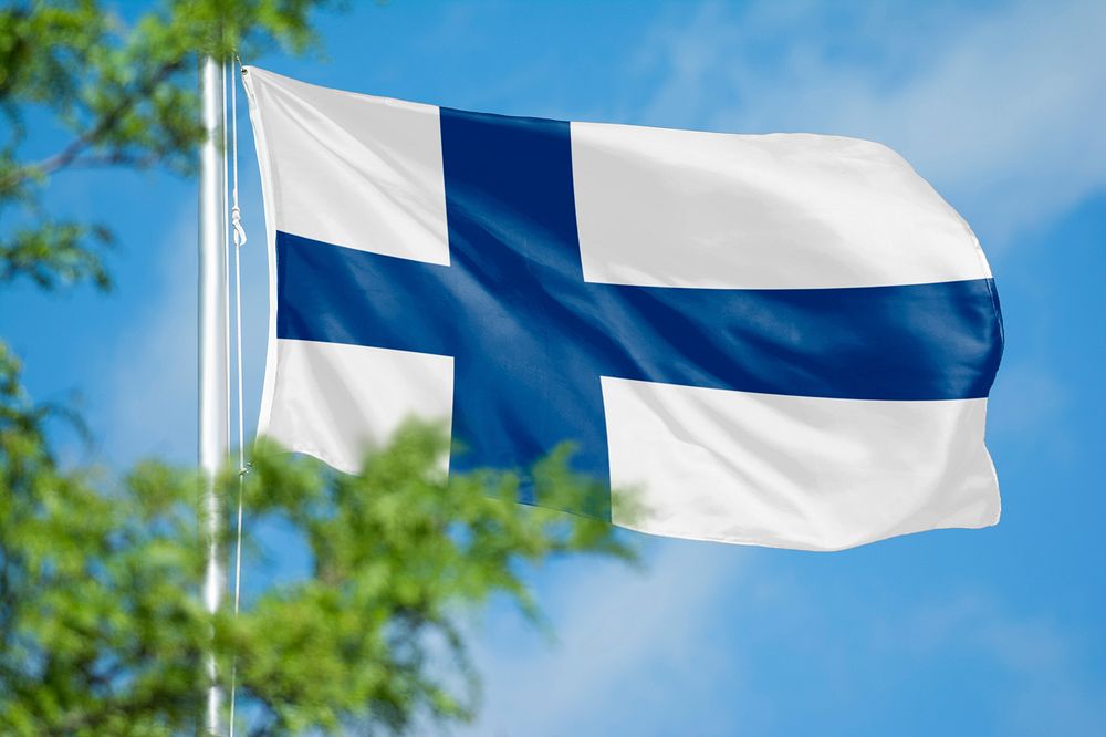 Finland flag, blue sky design