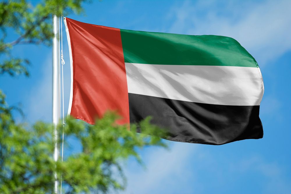 UAE flag, blue sky design