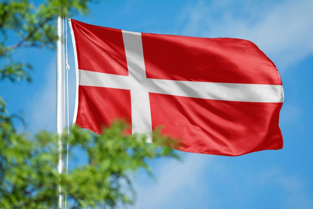 Denmark flag, blue sky design