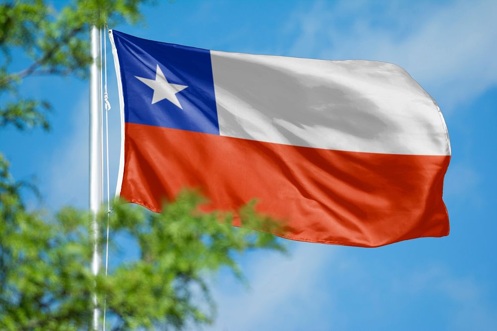 Chile flag, blue sky design