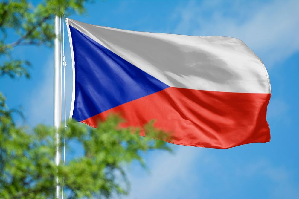 Czech Republic flag, blue sky design