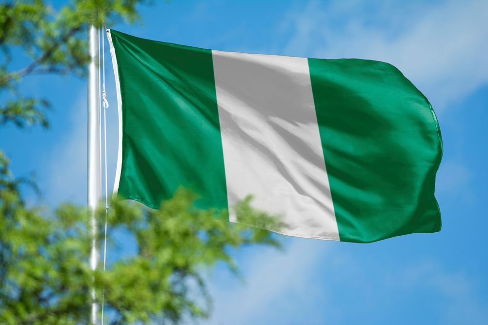 Nigeria flag, blue sky design