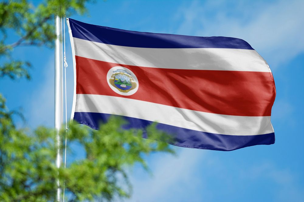 Costa Rica flag, blue sky design