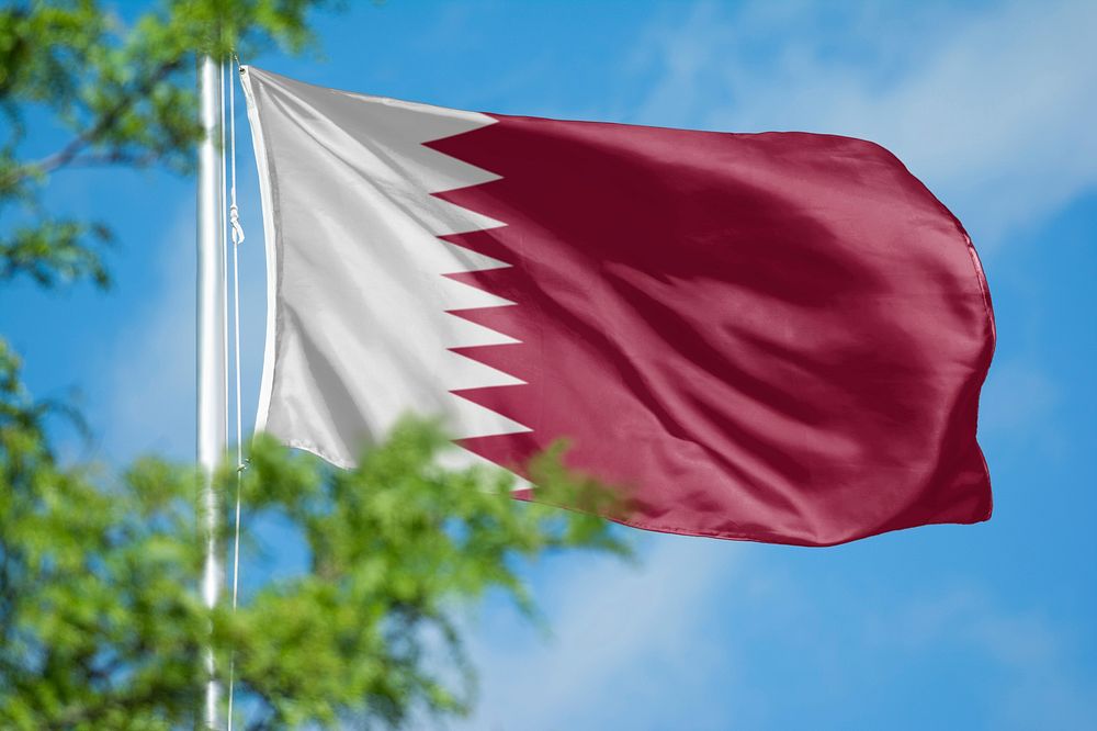 Qatar flag, blue sky design