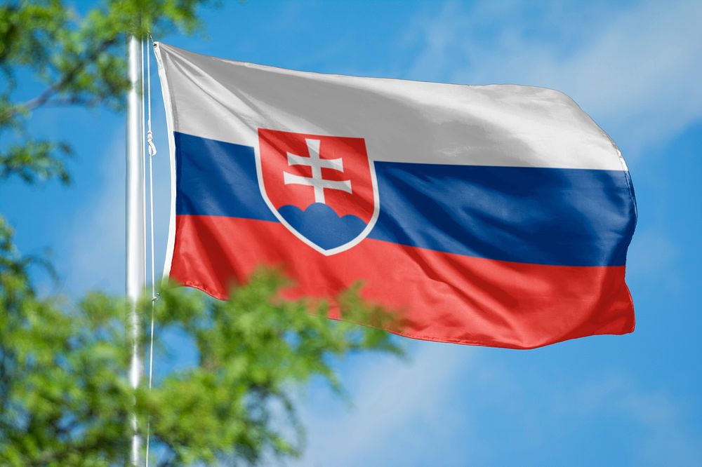 Slovakia flag, blue sky design