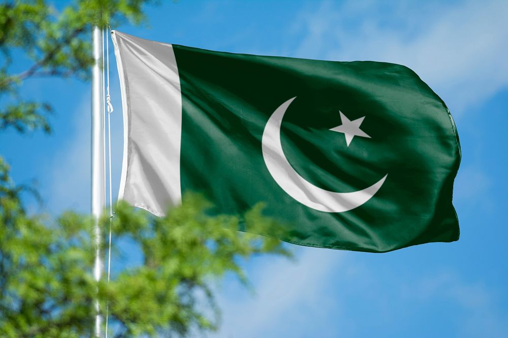 Pakistan flag, blue sky design