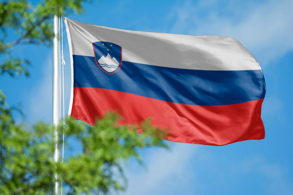 Slovenia flag, blue sky design
