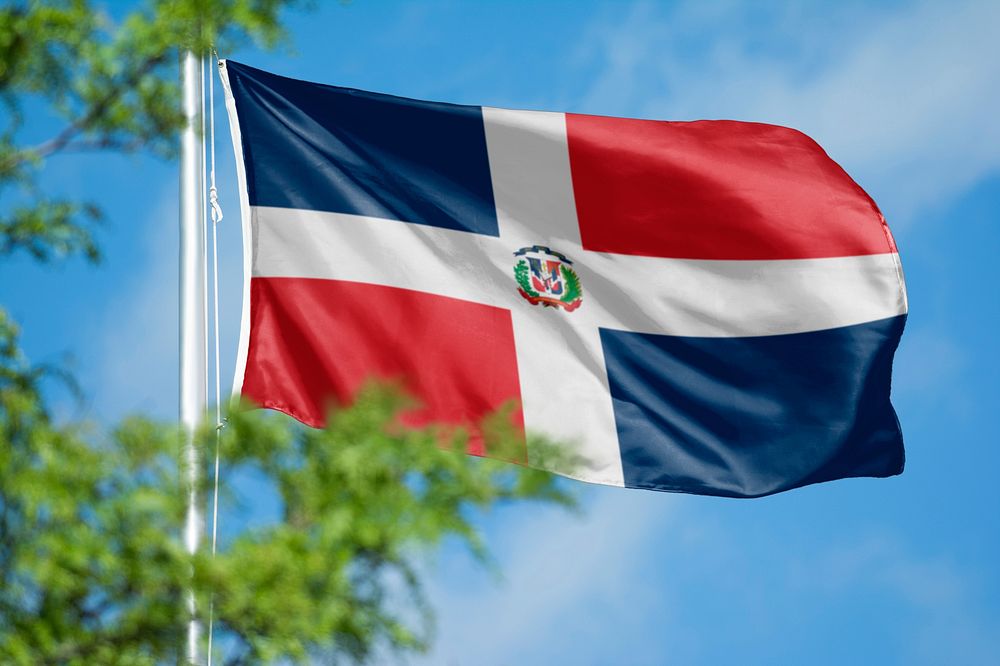 Dominican flag, blue sky design