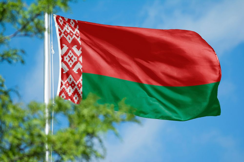 Belarus flag, blue sky design