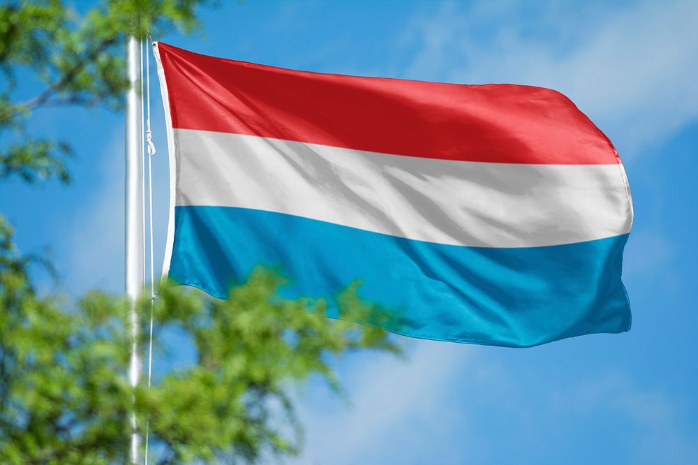 Luxembourg flag, blue sky design