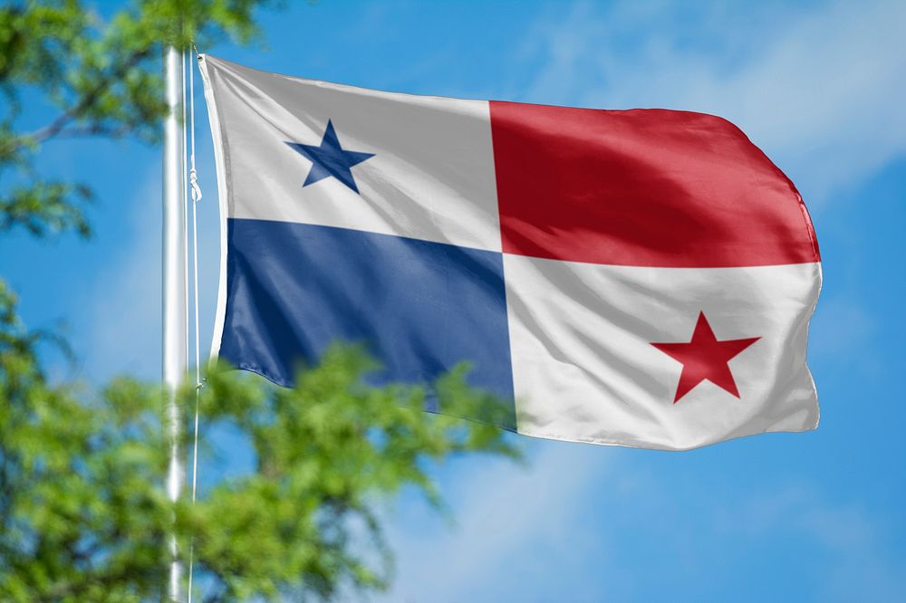 Panama flag, blue sky design