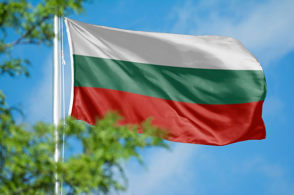 Bulgaria flag, blue sky design