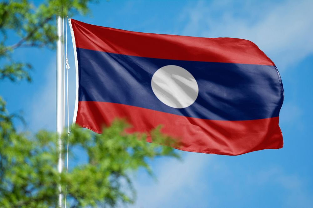 Laos flag, blue sky design