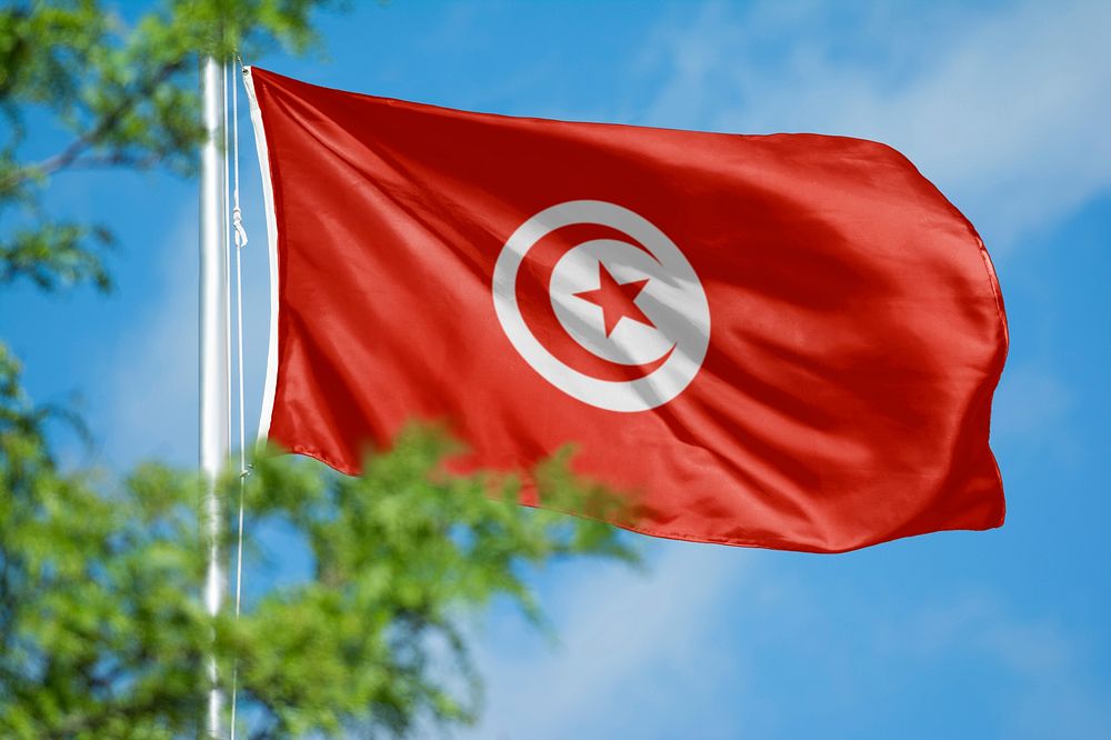 Tunisia flag, blue sky design