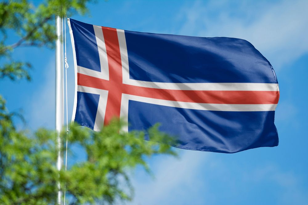 Iceland flag, blue sky design