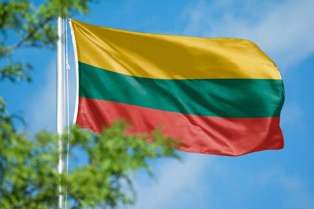 Lithuania flag, blue sky design
