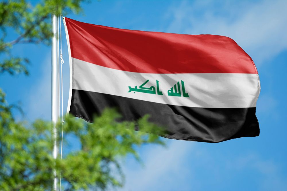 Iraq  flag, blue sky design