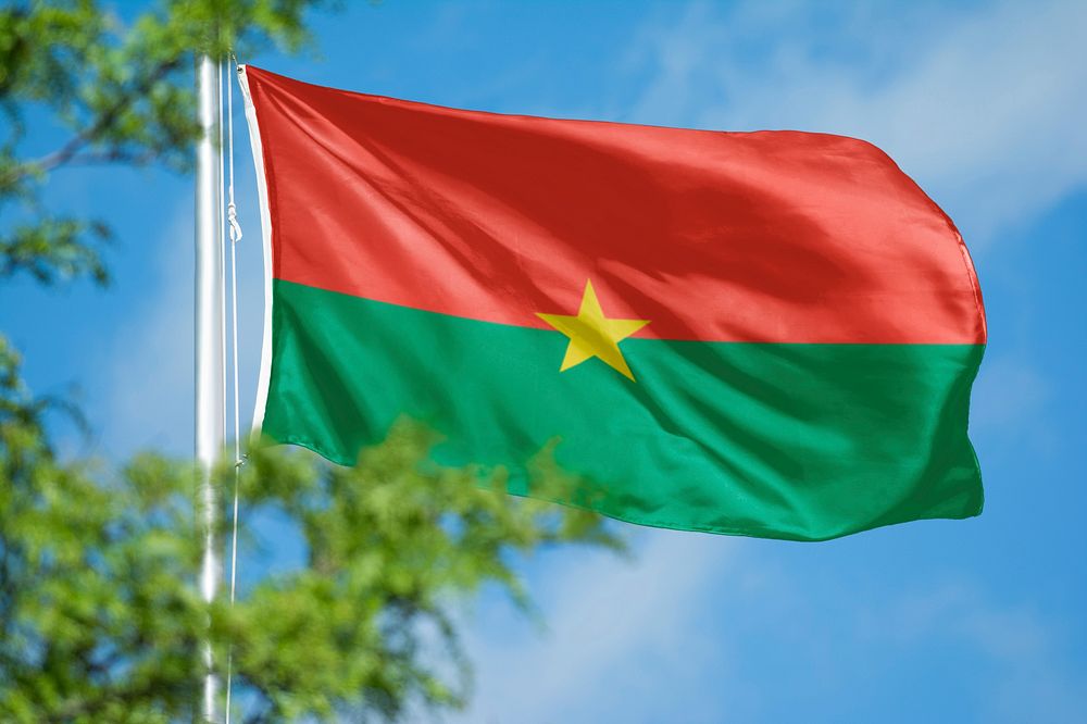 Burkina Faso flag, blue sky design