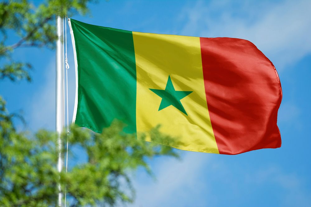 Senegal flag, blue sky design