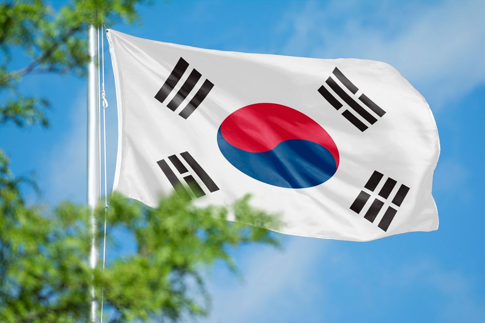 Korea flag, blue sky design