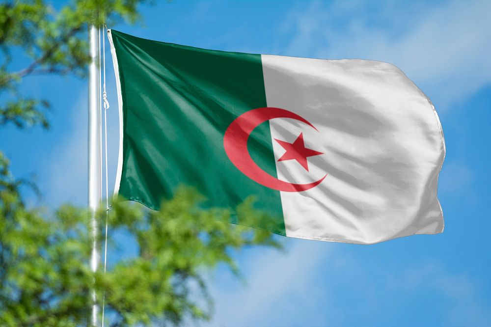 Algeria flag, blue sky design