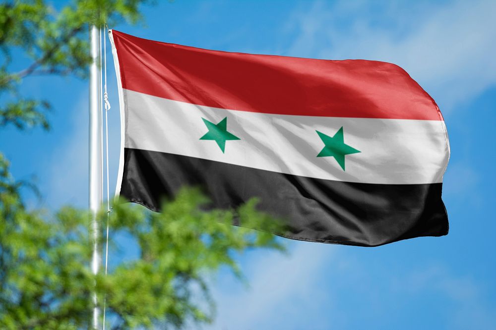 Syria flag, blue sky design