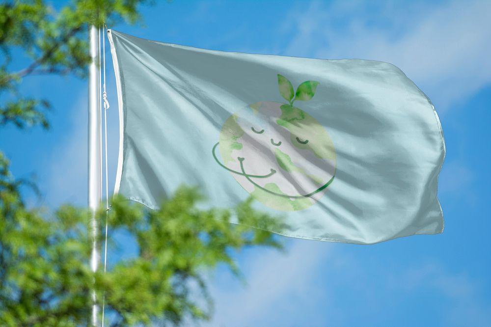 Earth day flag, blue sky design