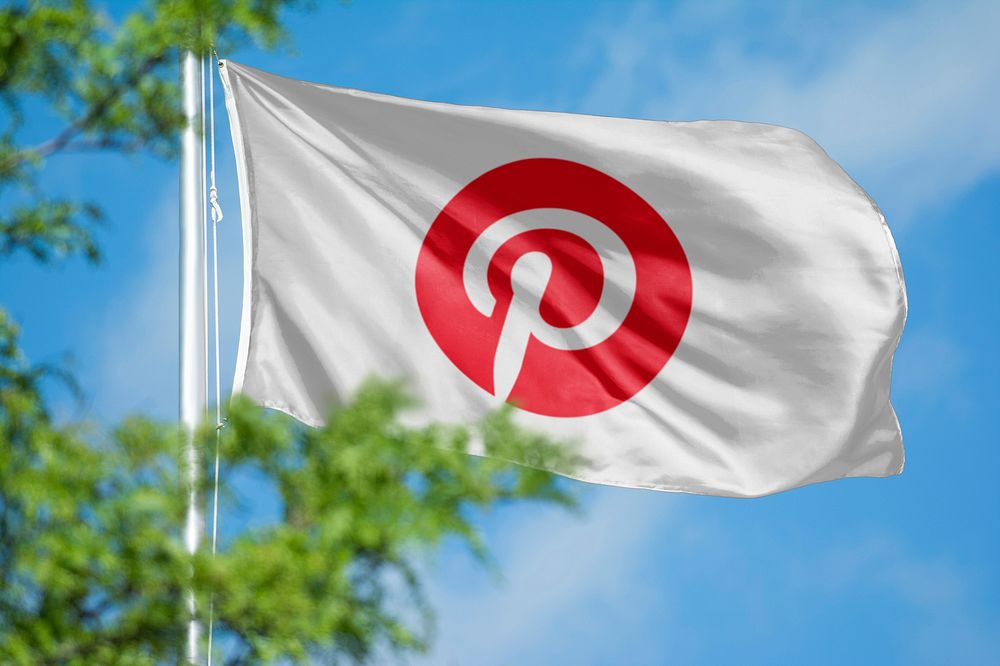 Pinterest icon for social media on flag. 26 MAY 2022 - BANGKOK, THAILAND