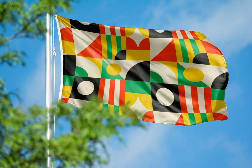 Bauhaus pattern flag, blue sky design