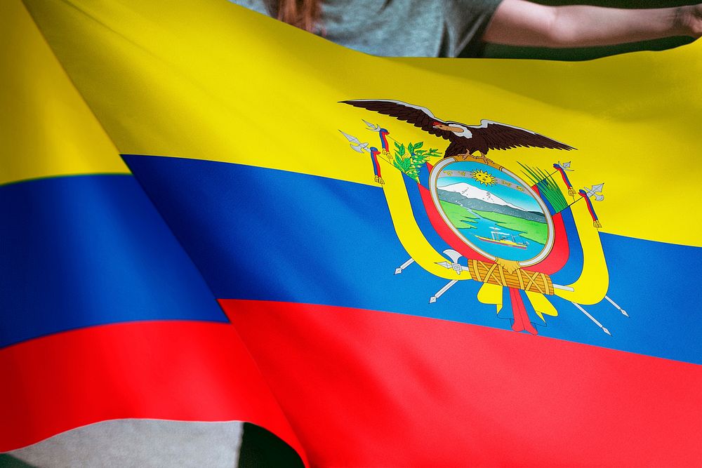 Person holding Ecuador flag background, national symbol