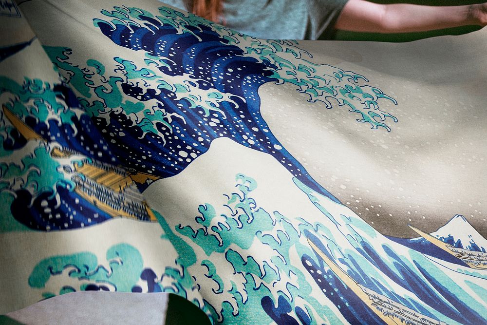 Hokusai's The Great Wave off Kanagawa painting flag, remixed by rawpixel.