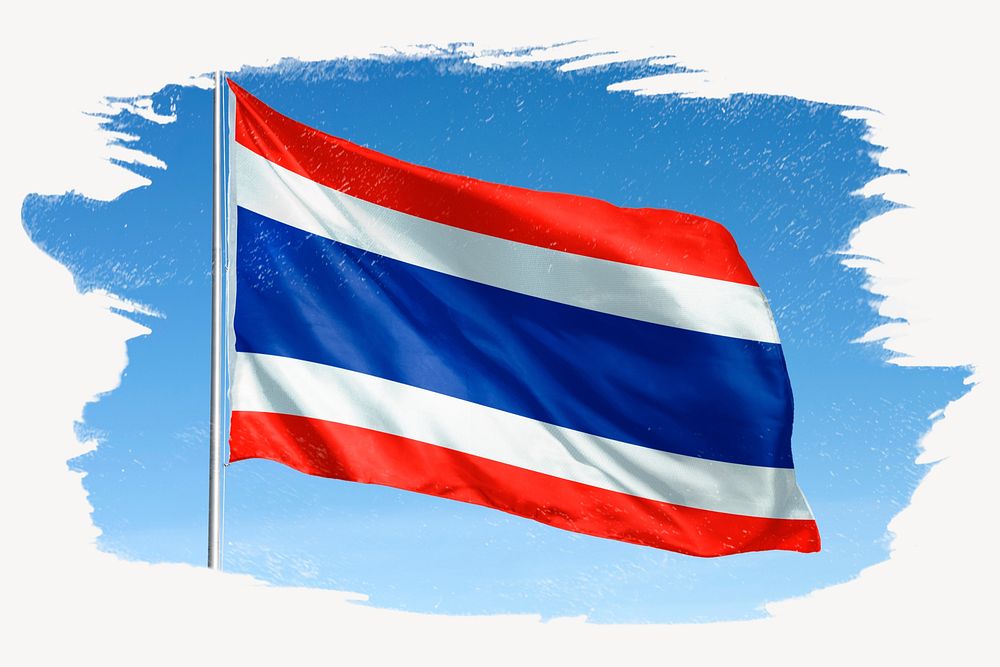 Waving Thailand flag, brush stroke, national symbol graphic