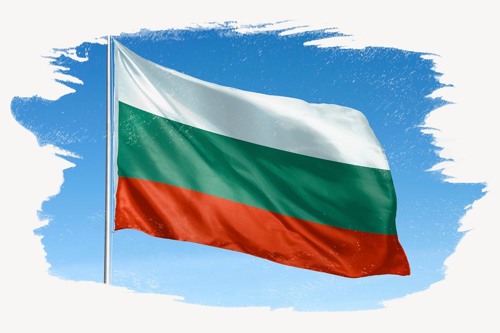 Waving Bulgaria flag, brush stroke, national symbol graphic