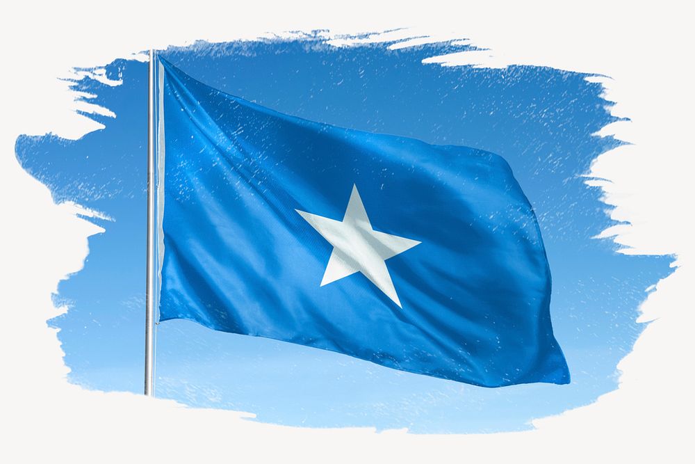 Waving Somalia flag, brush stroke, national symbol graphic