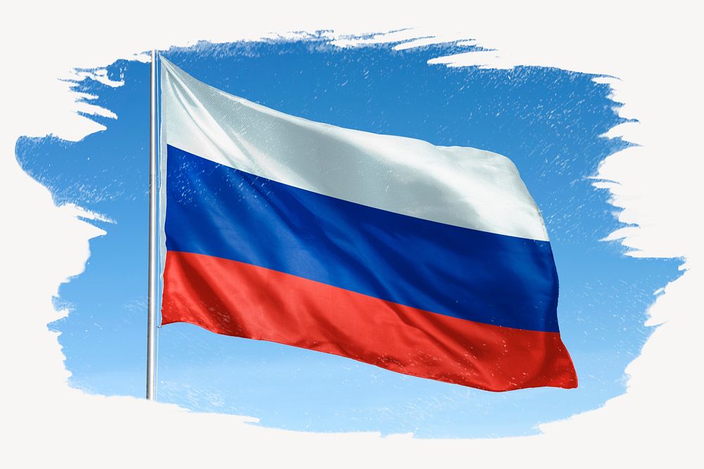 Waving Russia flag, brush stroke, national symbol graphic