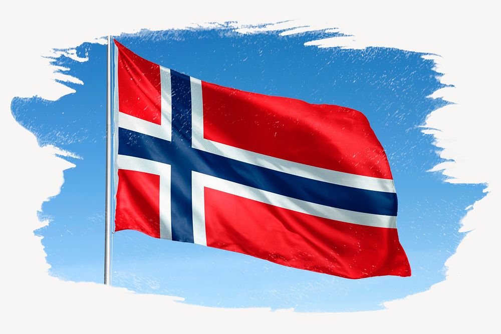 Waving Iceland flag, brush stroke, national symbol graphic