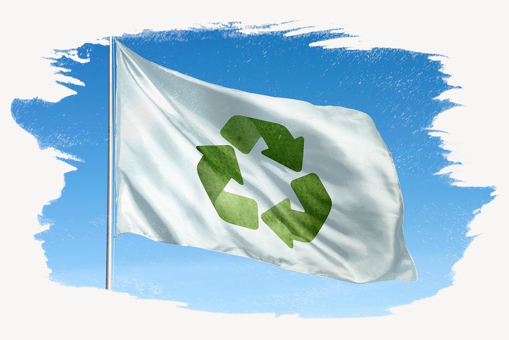 Waving recycle flag, brush stroke, national symbol graphic